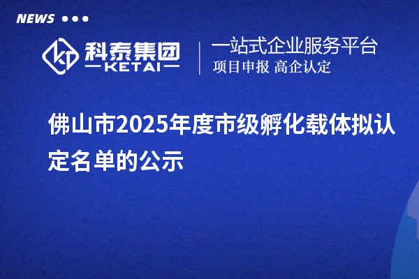 佛山市2025年度市級孵化載體擬認(rèn)定名單的公示