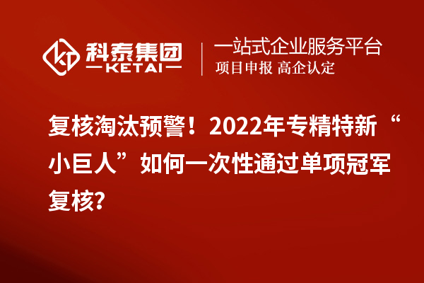 復(fù)核淘汰預(yù)警！2022年專精特新“小巨人”如何一次性通過單項(xiàng)冠軍復(fù)核？