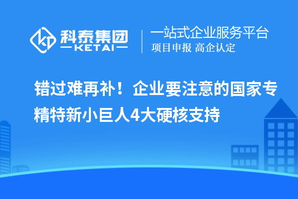 錯過難再補(bǔ)！企業(yè)要注意的國家專精特新小巨人4大硬核支持