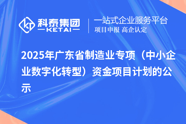 2025年廣東省制造業(yè)專項(中小企業(yè)數(shù)字化轉(zhuǎn)型)資金項目計劃的公示