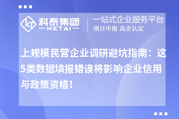 上規(guī)模民營企業(yè)調(diào)研避坑指南：這5類數(shù)據(jù)填報錯誤將影響企業(yè)信用與政策資格！