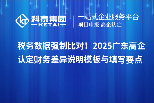 稅務(wù)數(shù)據(jù)強制比對！2025廣東高企認定財務(wù)差異說明模板與填寫要點