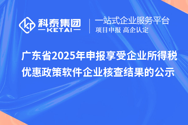 廣東省2025年申報(bào)享受企業(yè)所得稅優(yōu)惠政策軟件企業(yè)核查結(jié)果的公示