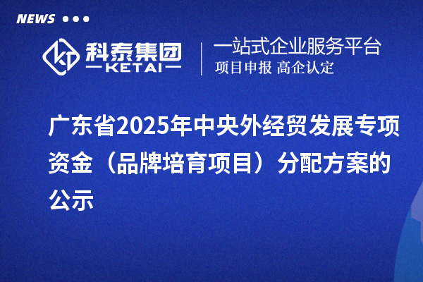 廣東省2025年中央外經(jīng)貿(mào)發(fā)展專項(xiàng)資金(品牌培育項(xiàng)目)分配方案的公示