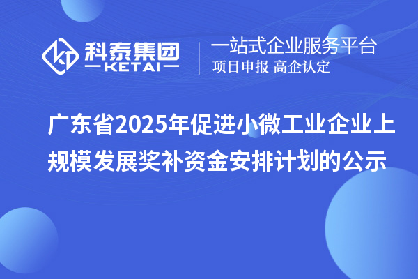 廣東省2025年促進小微工業(yè)企業(yè)上規(guī)模發(fā)展獎補資金安排計劃的公示