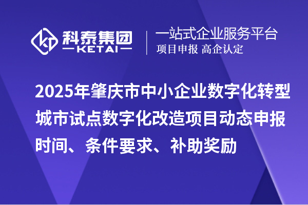 2025年肇慶市中小企業(yè)數(shù)字化轉(zhuǎn)型城市試點(diǎn)數(shù)字化改造項(xiàng)目動(dòng)態(tài)申報(bào)時(shí)間、條件要求、補(bǔ)助獎(jiǎng)勵(lì)