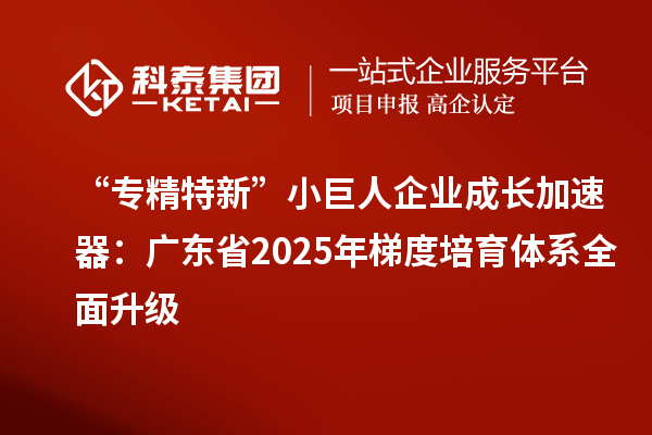“專精特新”小巨人企業(yè)成長加速器:廣東省2025年梯度培育體系全面升級(jí)