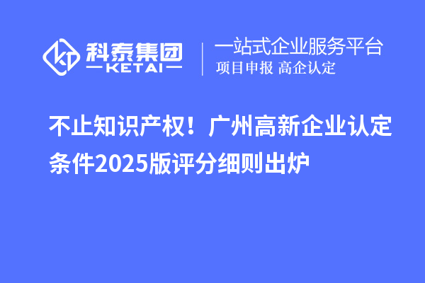 不止知識產(chǎn)權(quán)！廣州高新企業(yè)認(rèn)定條件2025版評分細(xì)則出爐