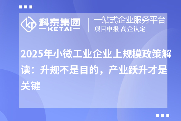 2025年小微工業(yè)企業(yè)上規(guī)模政策解讀：升規(guī)不是目的，產(chǎn)業(yè)躍升才是關(guān)鍵