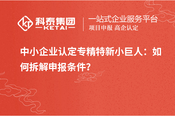 中小企業(yè)認定專精特新小巨人:如何拆解申報條件?