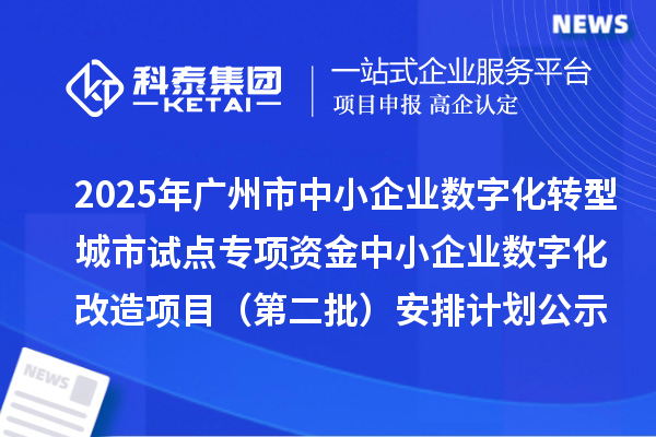 2025年廣州市中小企業(yè)數(shù)字化轉型城市試點專項資金中小企業(yè)數(shù)字化改造項目（第二批）安排計劃公示