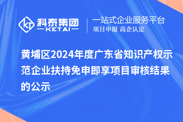 黃埔區(qū)2024年度廣東省知識產(chǎn)權示范企業(yè)扶持免申即享項目審核結果的公示