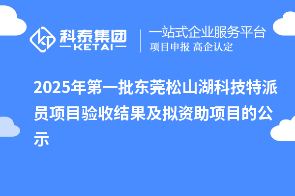 2025年第一批東莞松山湖科技特派員項目驗收結(jié)果及擬資助項目的公示