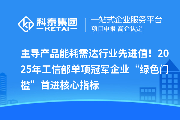 主導產(chǎn)品能耗需達行業(yè)先進值！2025年工信部單項冠軍企業(yè)“綠色門檻”首進核心指標