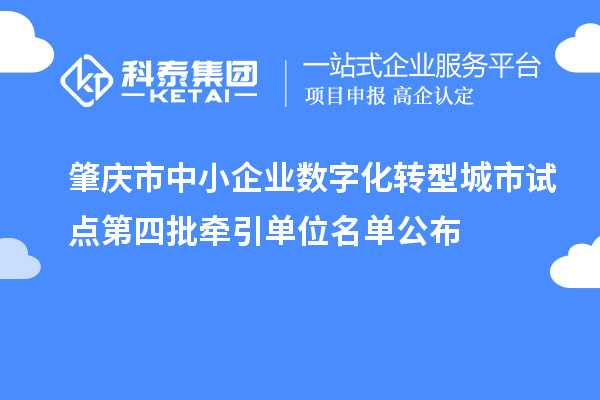 肇慶市中小企業(yè)數(shù)字化轉型城市試點第四批牽引單位名單公布