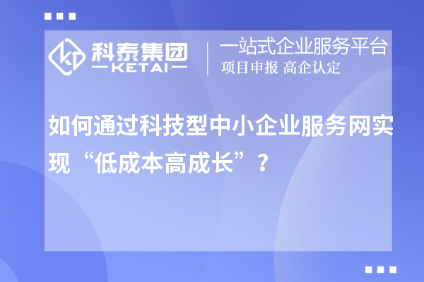 如何通過科技型中小企業(yè)服務(wù)網(wǎng)實現(xiàn)“低成本高成長”？