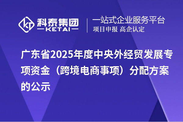 廣東省2025年度中央外經(jīng)貿(mào)發(fā)展專項資金(跨境電商事項)分配方案的公示