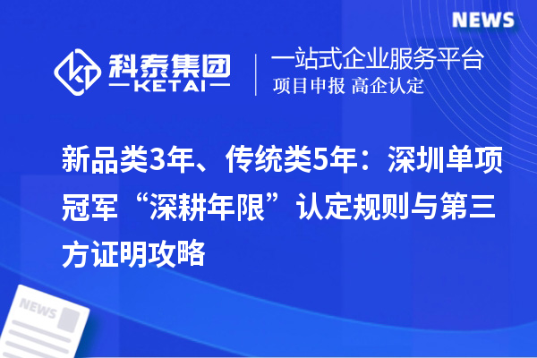 新品類3年、傳統(tǒng)類5年：深圳單項冠軍“深耕年限”認定規(guī)則與第三方證明攻略